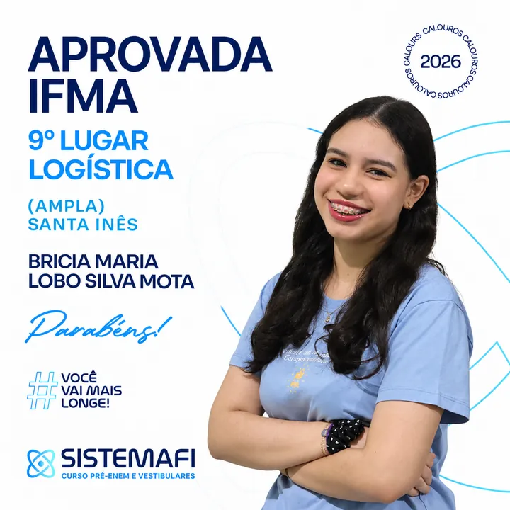 Brícia Maria Lobo Silva Mota, 9º lugar em Logística, aprovação no IFMA 2026