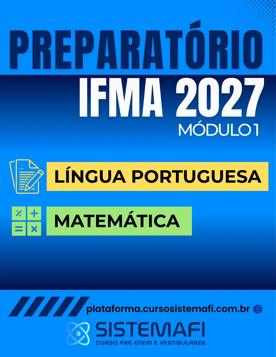 Capa do caderno Preparatório IFMA 2027, módulo 1, Língua Portuguesa e Matemática